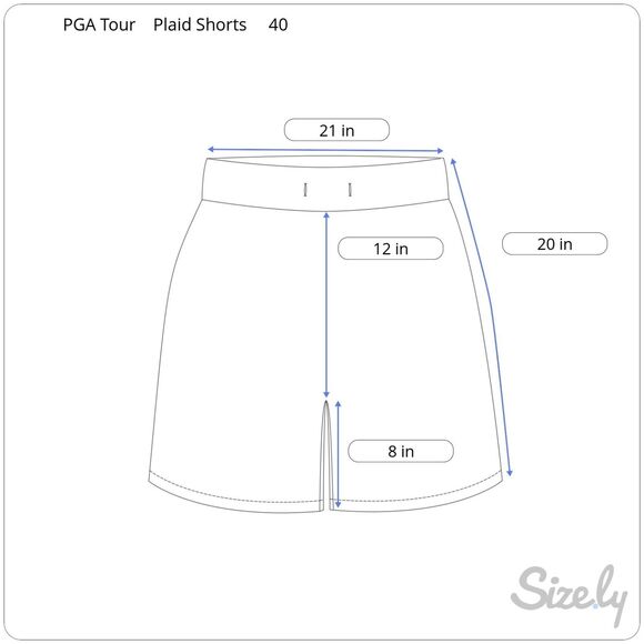 PGA Tour Golf Shorts Men's 40 Blue Gray White Plaid Flat Front 8" Inseam - Picture 6 of 6